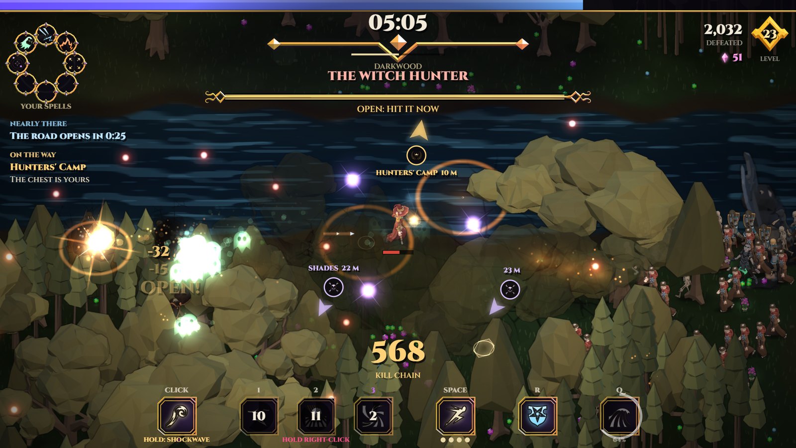 The Witch Hunter fighting Gideon in the trees of Darkwood
