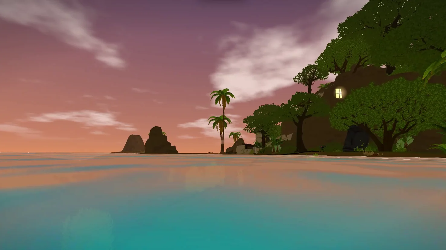 Turning Tides: the island from the water at sunset